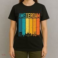 Amsterdam Netherlands Retro Vintage Sunset Skyline Dutch T-Shirt thumb 4