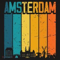 Amsterdam Netherlands Retro Vintage Sunset Skyline Dutch T-Shirt thumb 7