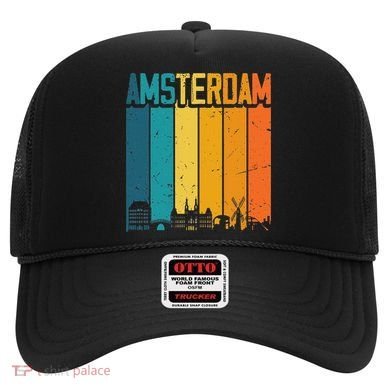Amsterdam Netherlands Retro Vintage Sunset Skyline Dutch Hat