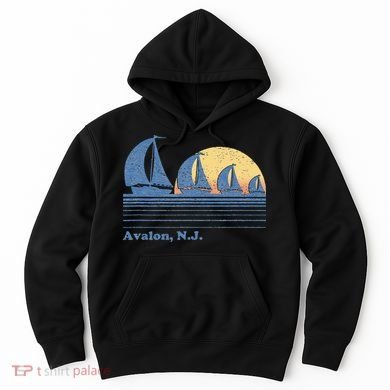 Avalon NJ Sailboat Vintage 80s Sunset Hoodie