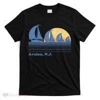 Avalon NJ Sailboat Vintage 80s Sunset T-Shirt thumb 0