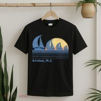 Avalon NJ Sailboat Vintage 80s Sunset T-Shirt thumb 2