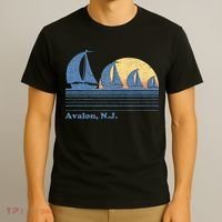 Avalon NJ Sailboat Vintage 80s Sunset T-Shirt thumb 3
