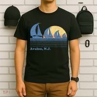 Avalon NJ Sailboat Vintage 80s Sunset T-Shirt thumb 6