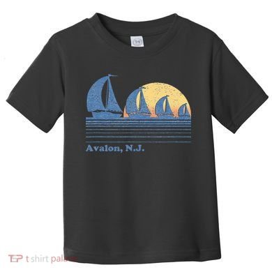 Avalon NJ Sailboat Vintage 80s Sunset Toddler T-Shirt