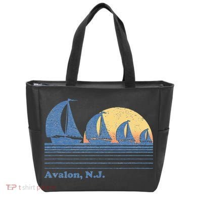 Avalon NJ Sailboat Vintage 80s Sunset Tote Bag