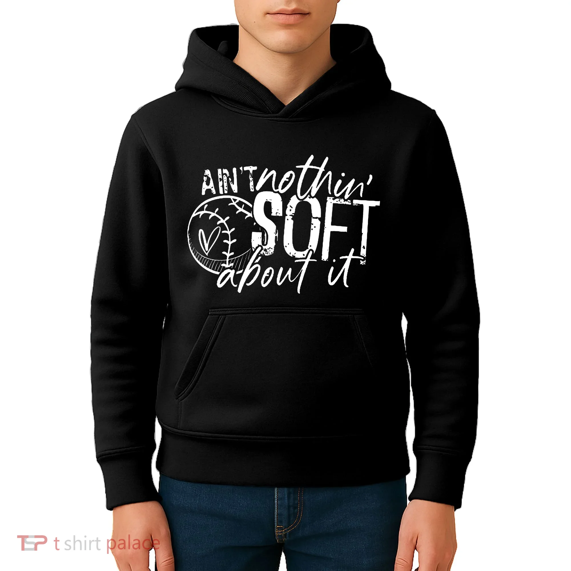 Aint Nothin Soft About It Softball Kids Hoodie