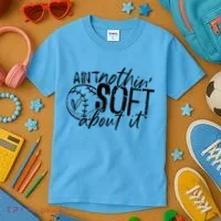 Aint Nothin Soft About It Softball Kids T-Shirt thumb 3
