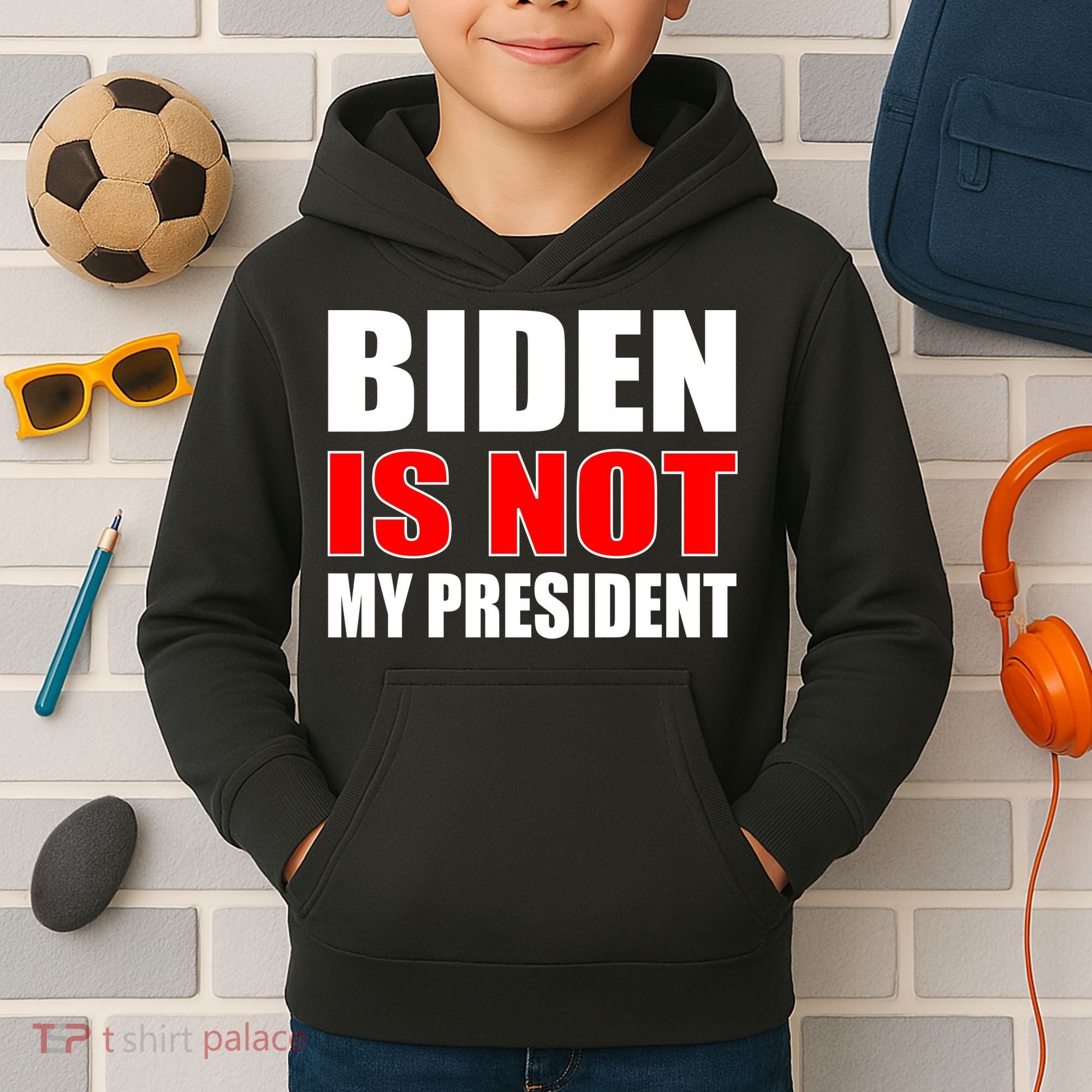 Anti Biden Is Not My President Kids Hoodie