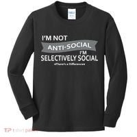 Anti-Social Funny Sarcastic Meme Kids Long Sleeve Shirt thumb 0