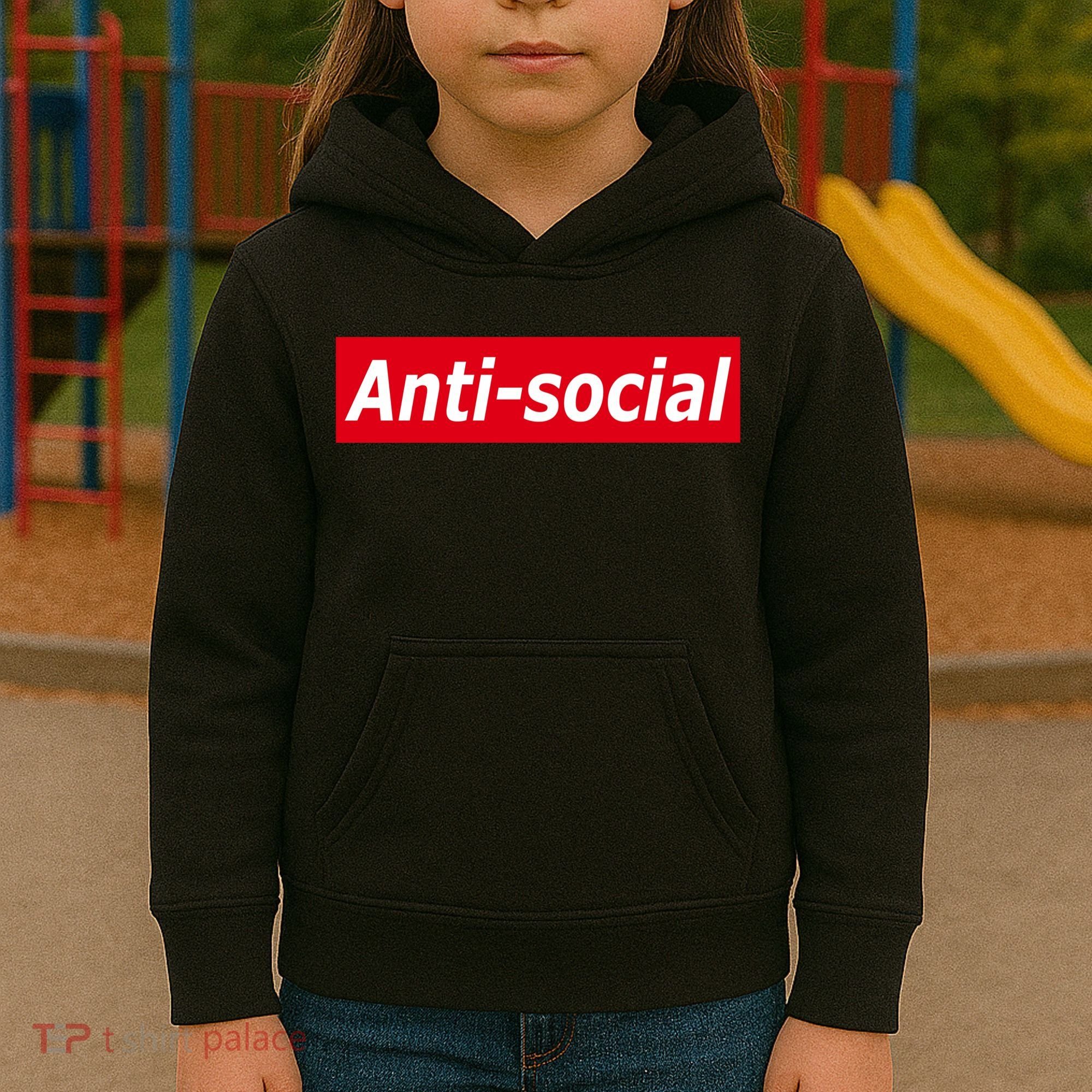Anti-Social Red Box Logo Kids Hoodie