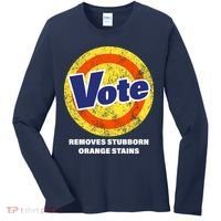 Anti-Trump Vote Removes Stubborn Orange Stains Funny Women's Long Sleeve Shirt thumb 0