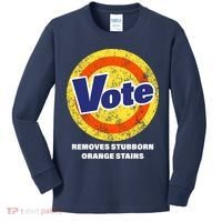 Anti-Trump Vote Removes Stubborn Orange Stains Funny Kids Long Sleeve Shirt thumb 0