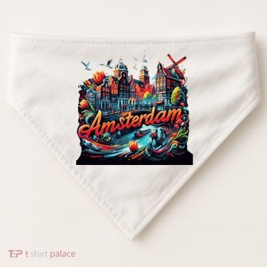 Amsterdam Netherlands Windmills Holland USA-Made Doggie Bandana