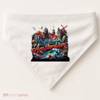 Amsterdam Netherlands Windmills Holland USA-Made Doggie Bandana thumb 0