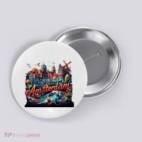 Amsterdam Netherlands Windmills Holland Button thumb 0