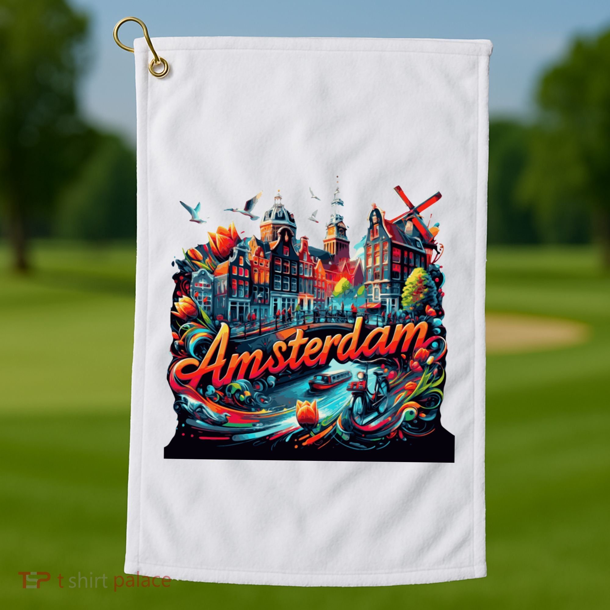 Amsterdam Netherlands Windmills Holland Golf Towel