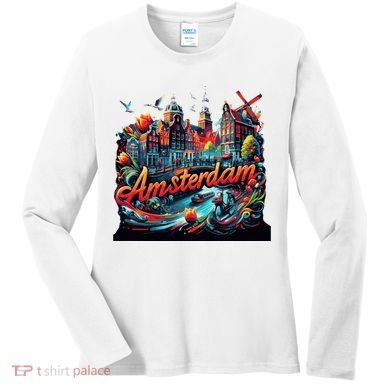 Amsterdam Netherlands Windmills Holland Women's Long Sleeve Shirt