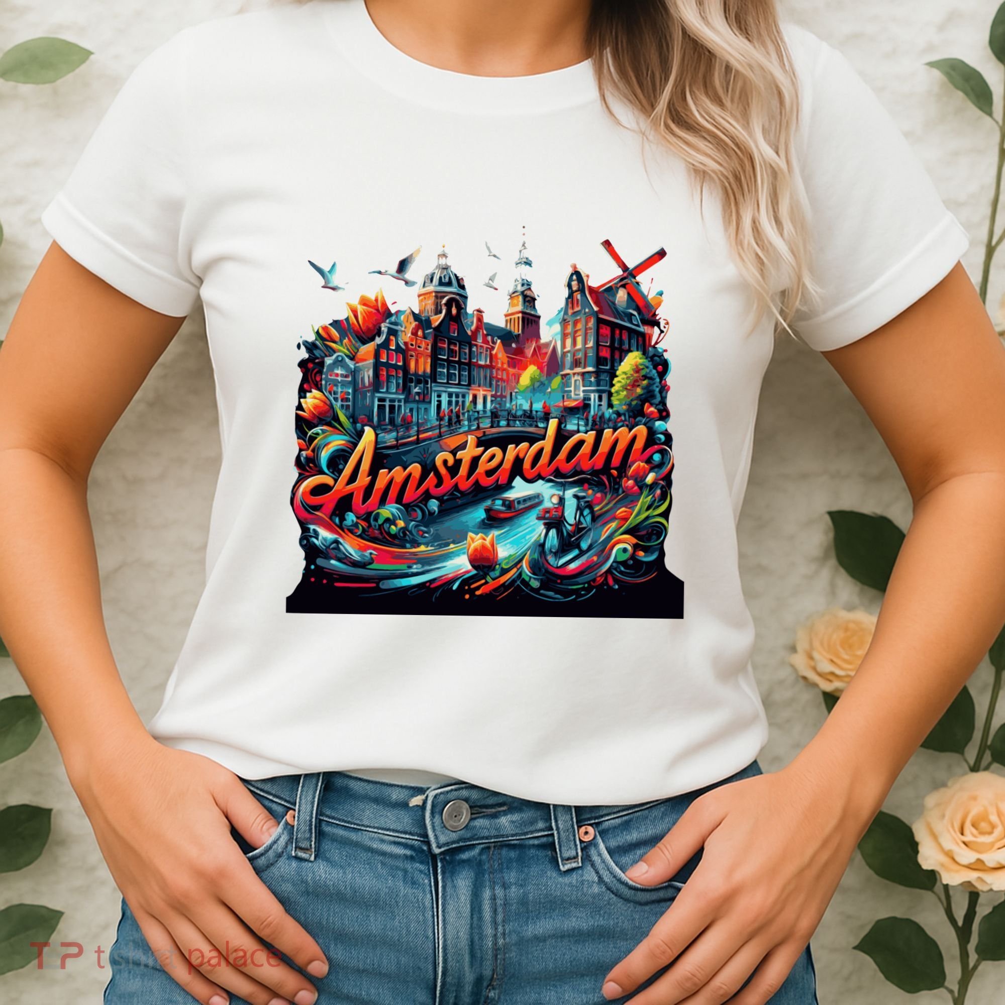 Amsterdam Netherlands Windmills Holland Women's T-Shirt