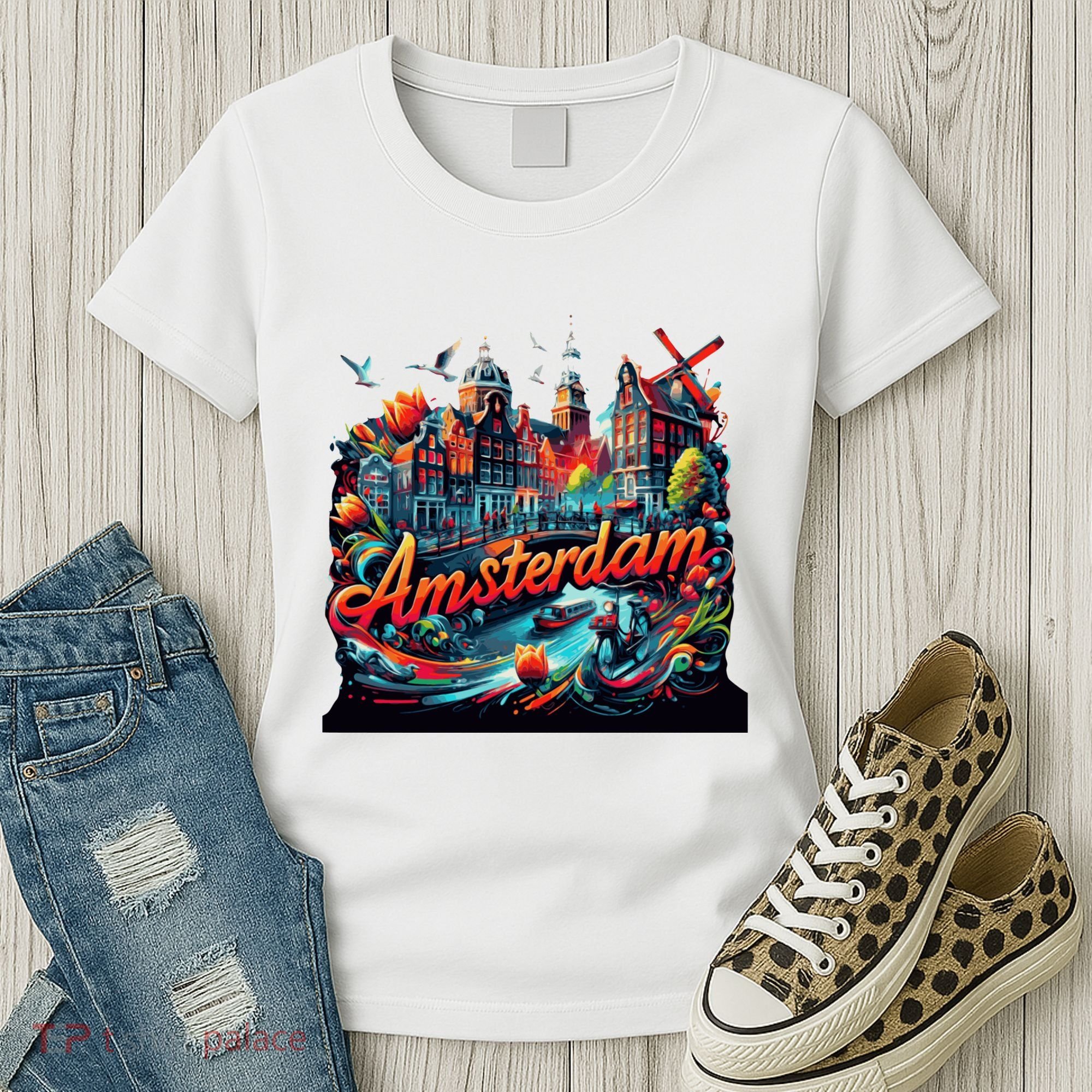 Amsterdam Netherlands Windmills Holland Women's T-Shirt