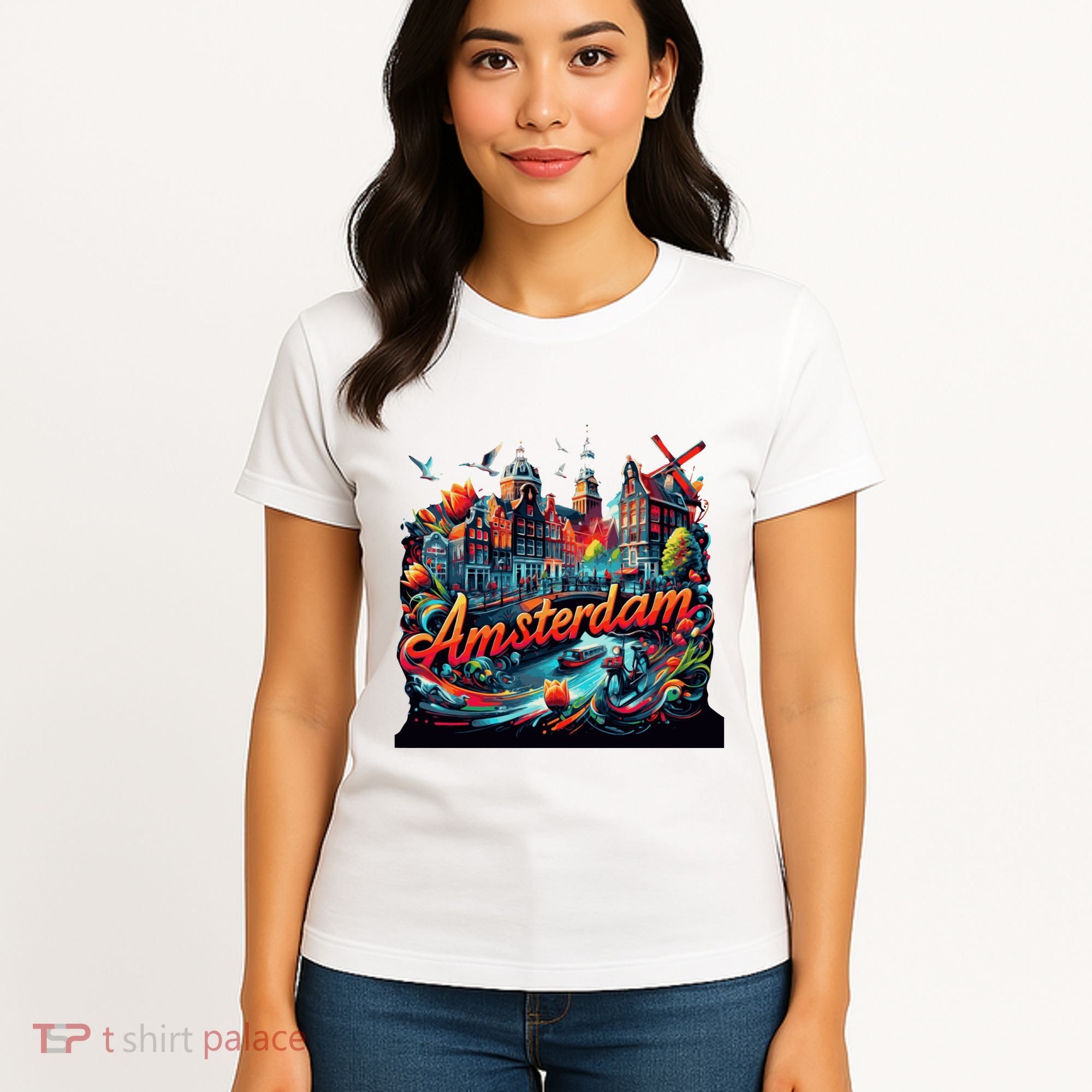 Amsterdam Netherlands Windmills Holland Women's T-Shirt