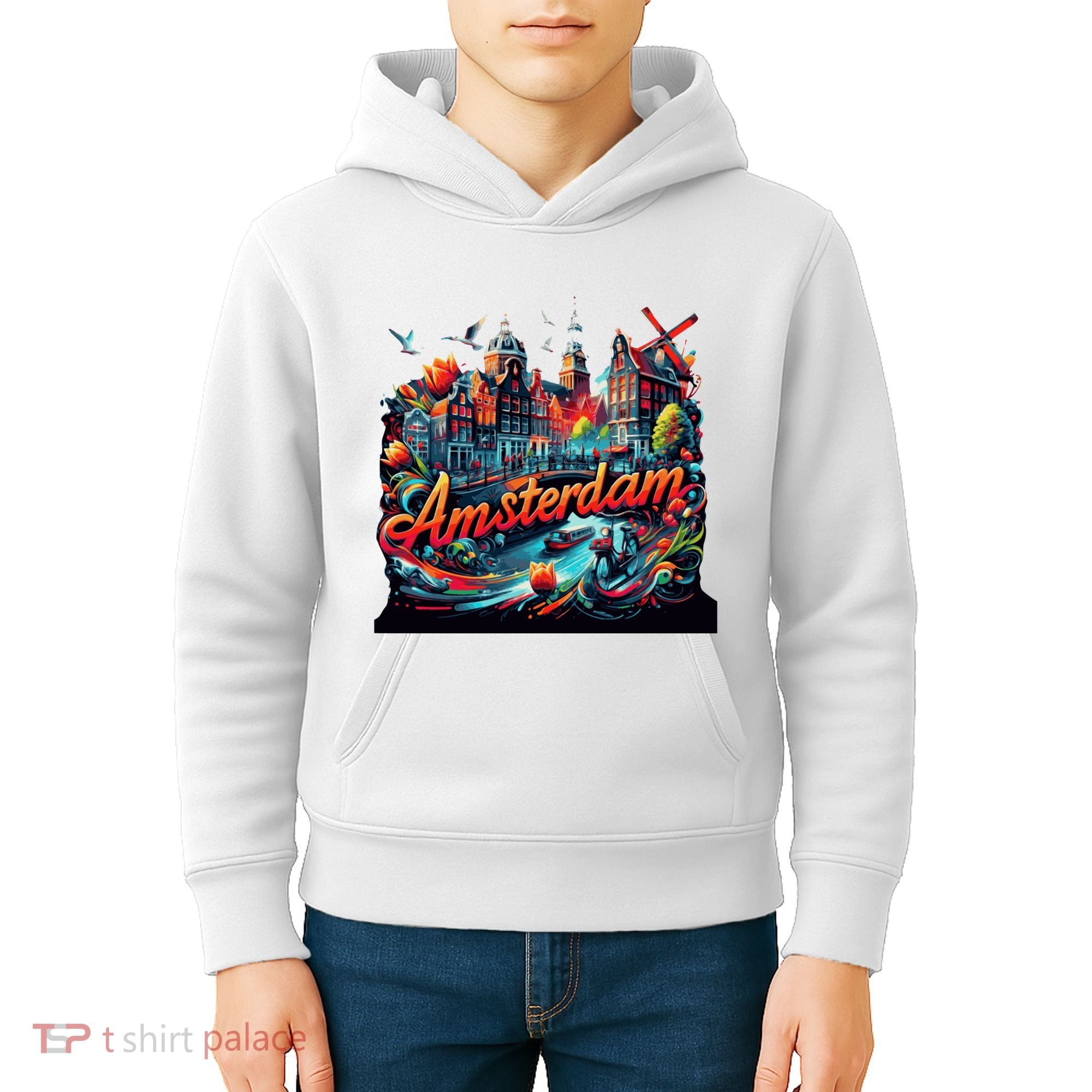 Amsterdam Netherlands Windmills Holland Kids Hoodie