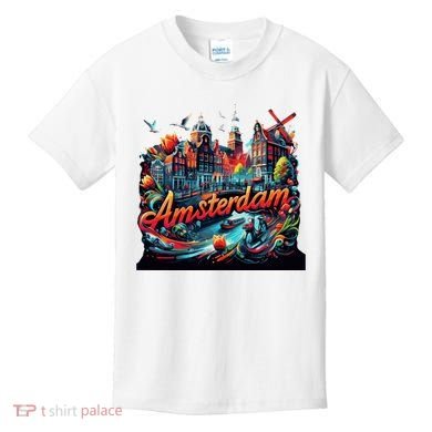 Amsterdam Netherlands Windmills Holland Kids T-Shirt