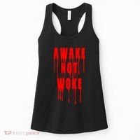 Awake Not Woke Patriotic American Pride Bloody Women's Tank Top thumb 0