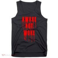 Awake Not Woke Patriotic American Pride Bloody Tank Top thumb 0