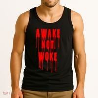 Awake Not Woke Patriotic American Pride Bloody Tank Top thumb 3