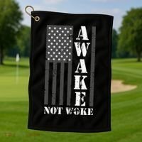 Awake Not Woke Golf Towel thumb 1