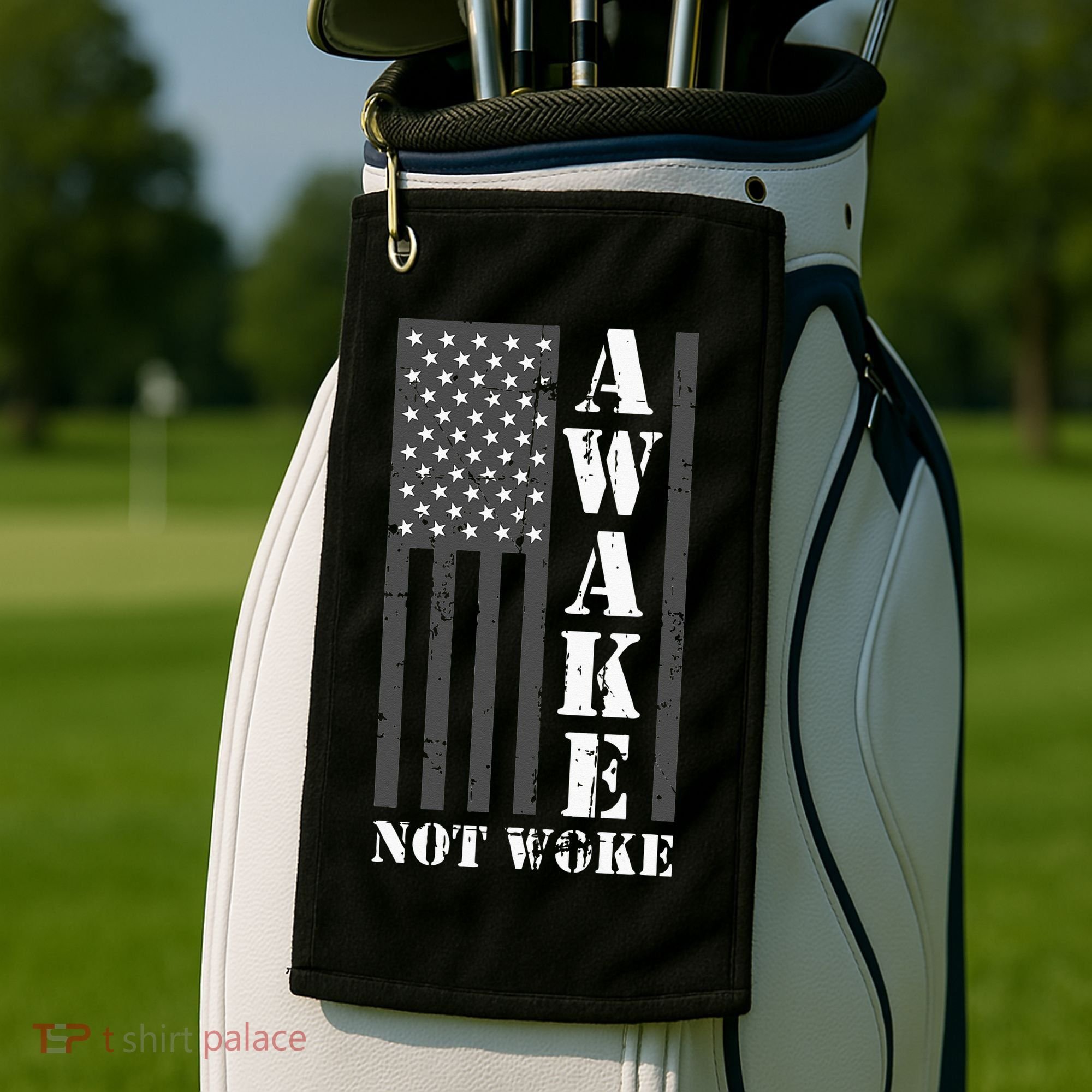 Awake Not Woke Golf Towel