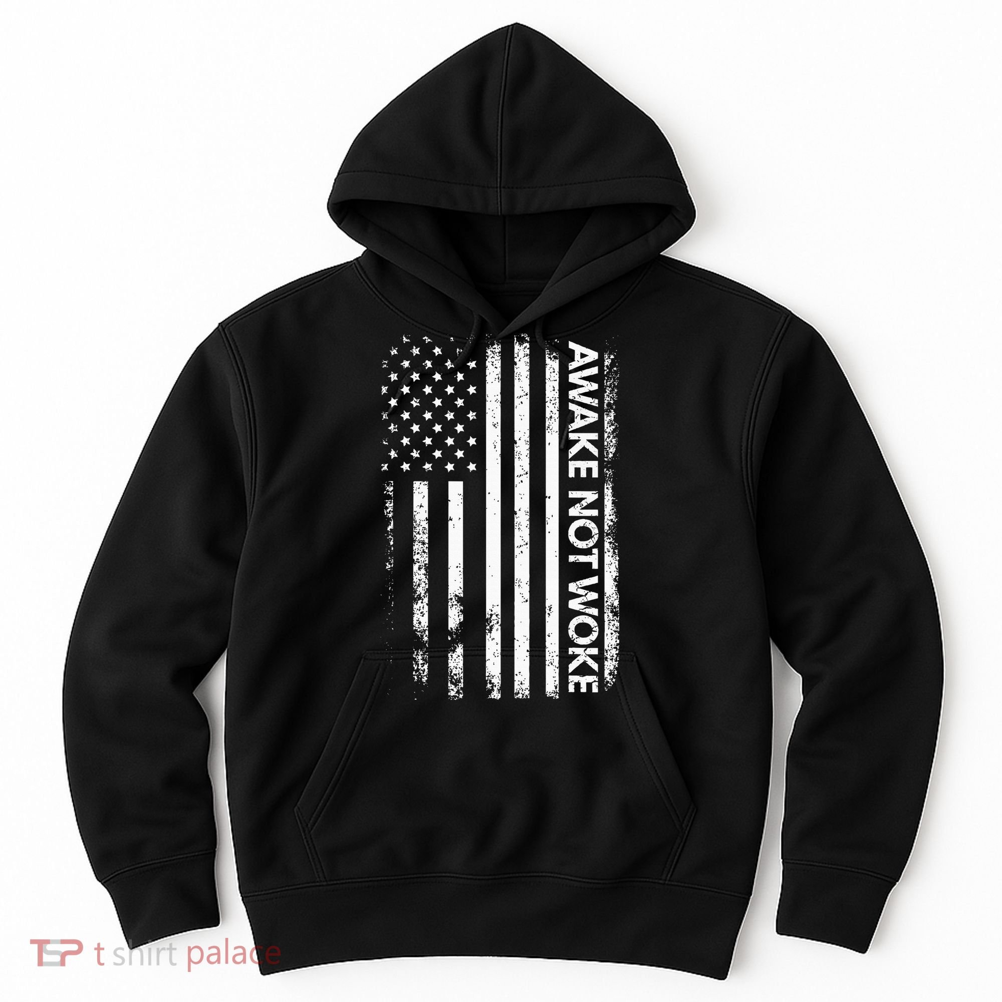 Awake Not Woke American Flag Free Speech Hoodie