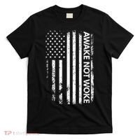Awake Not Woke American Flag Free Speech T-Shirt thumb 0