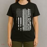 Awake Not Woke American Flag Free Speech T-Shirt thumb 4