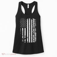 Awake Not Woke American Flag Free Speech Women's Tank Top thumb 0