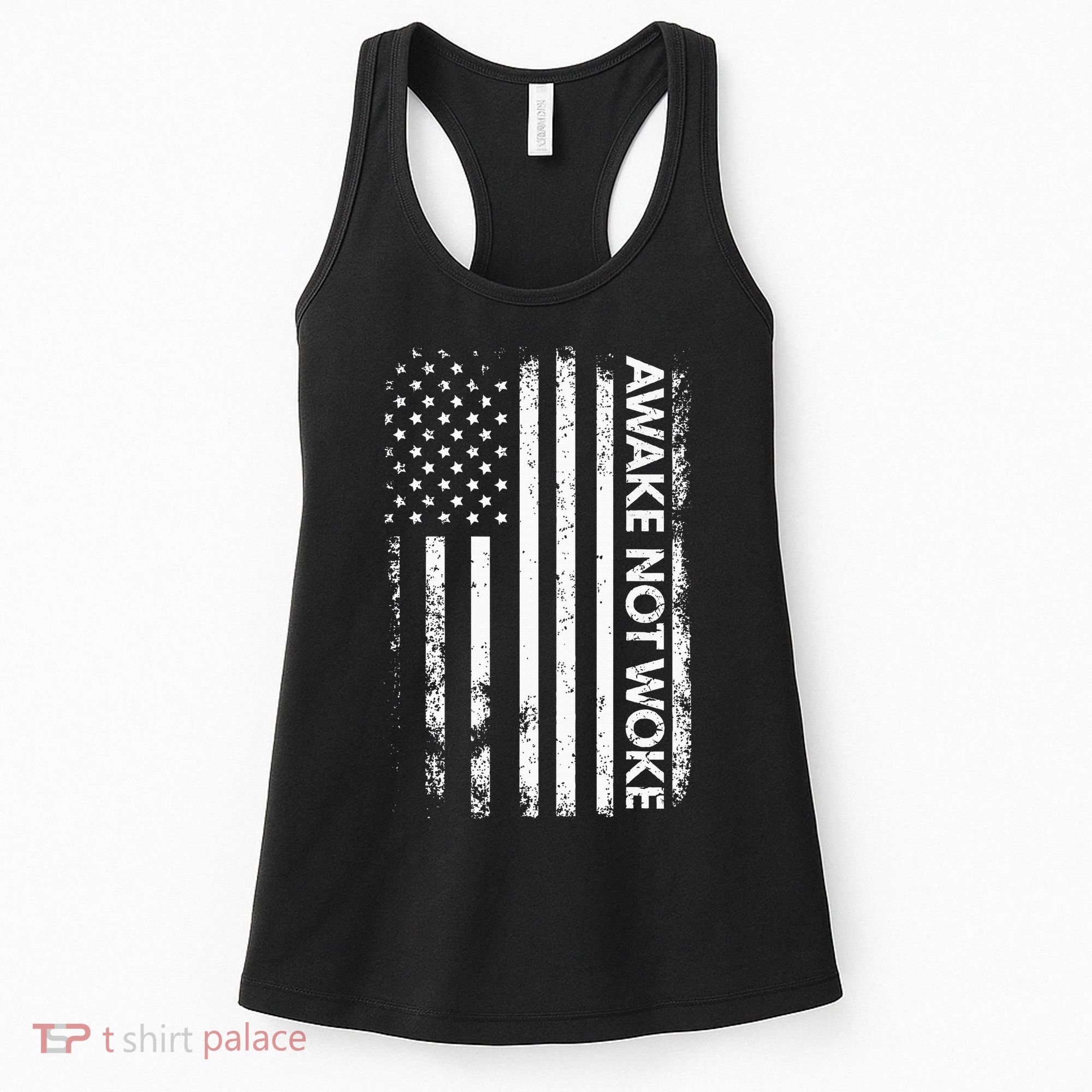 Awake Not Woke American Flag Free Speech Women's Tank Top
