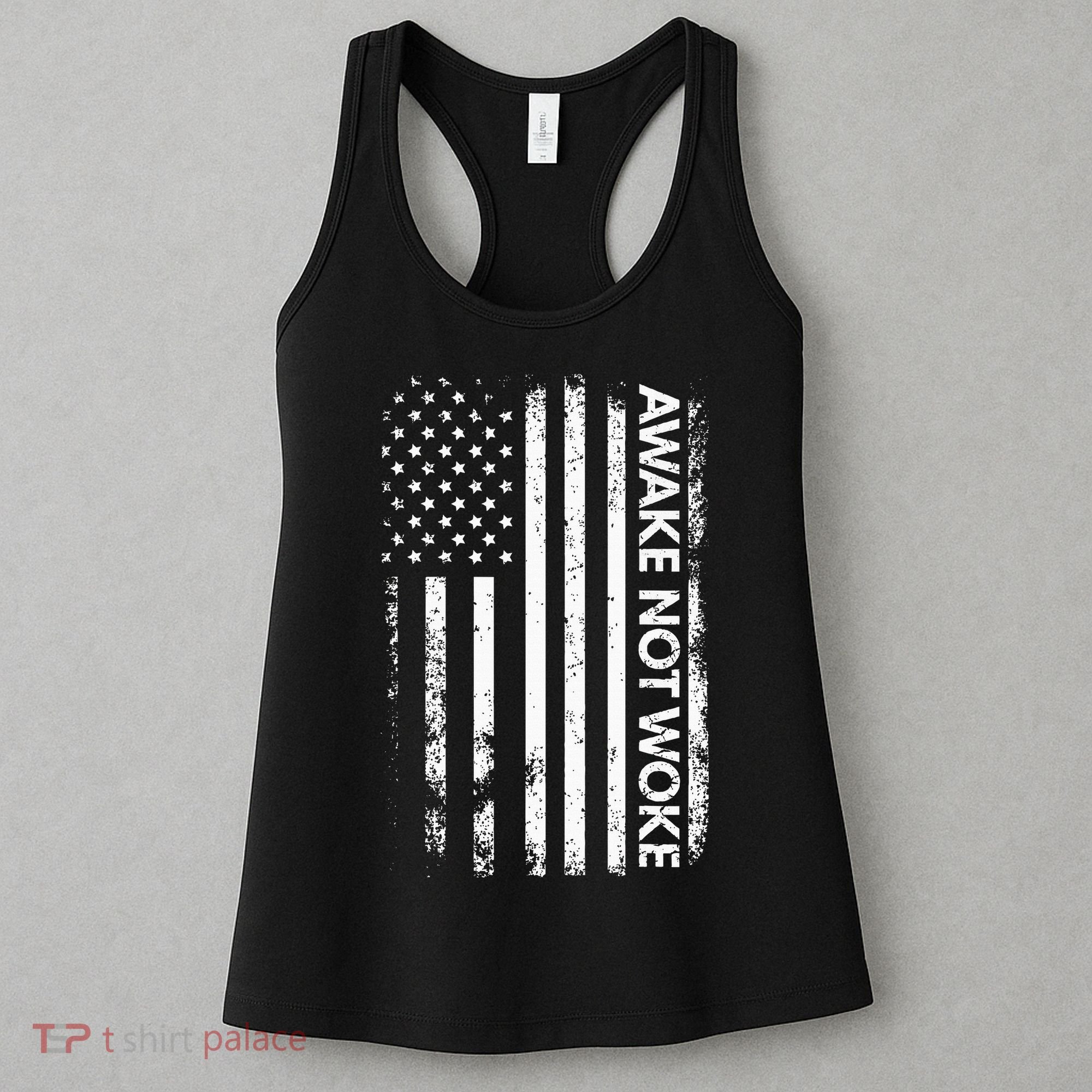 Awake Not Woke American Flag Free Speech Women's Tank Top
