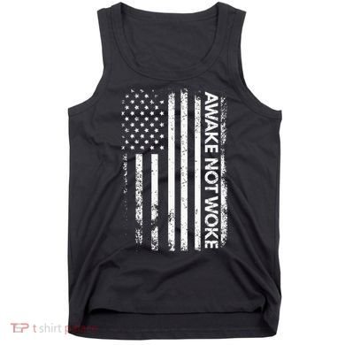 Awake Not Woke American Flag Free Speech Tank Top