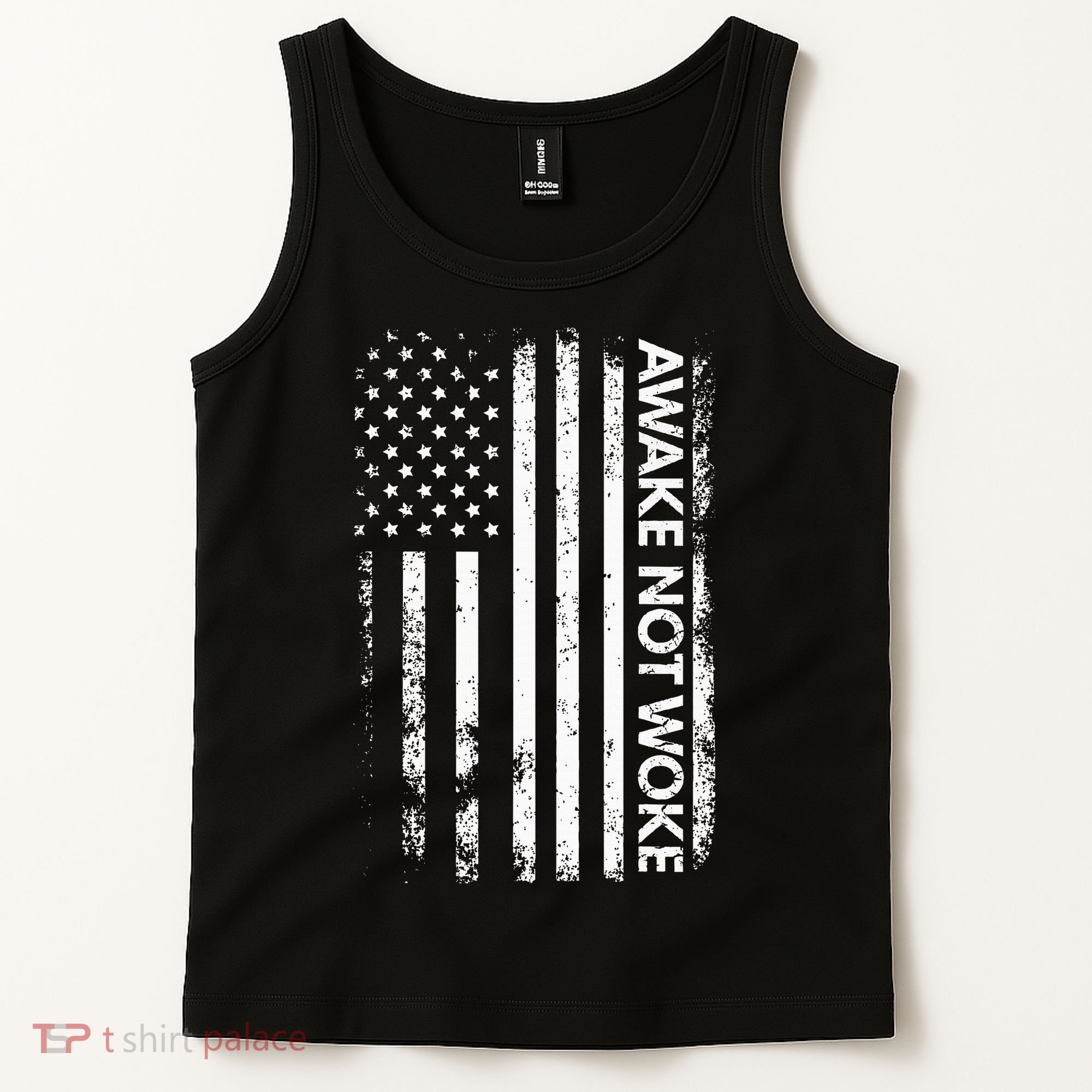 Awake Not Woke American Flag Free Speech Tank Top