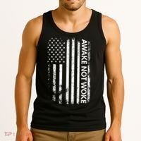 Awake Not Woke American Flag Free Speech Tank Top thumb 3