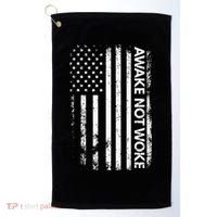 Awake Not Woke American Flag Free Speech Golf Towel thumb 0