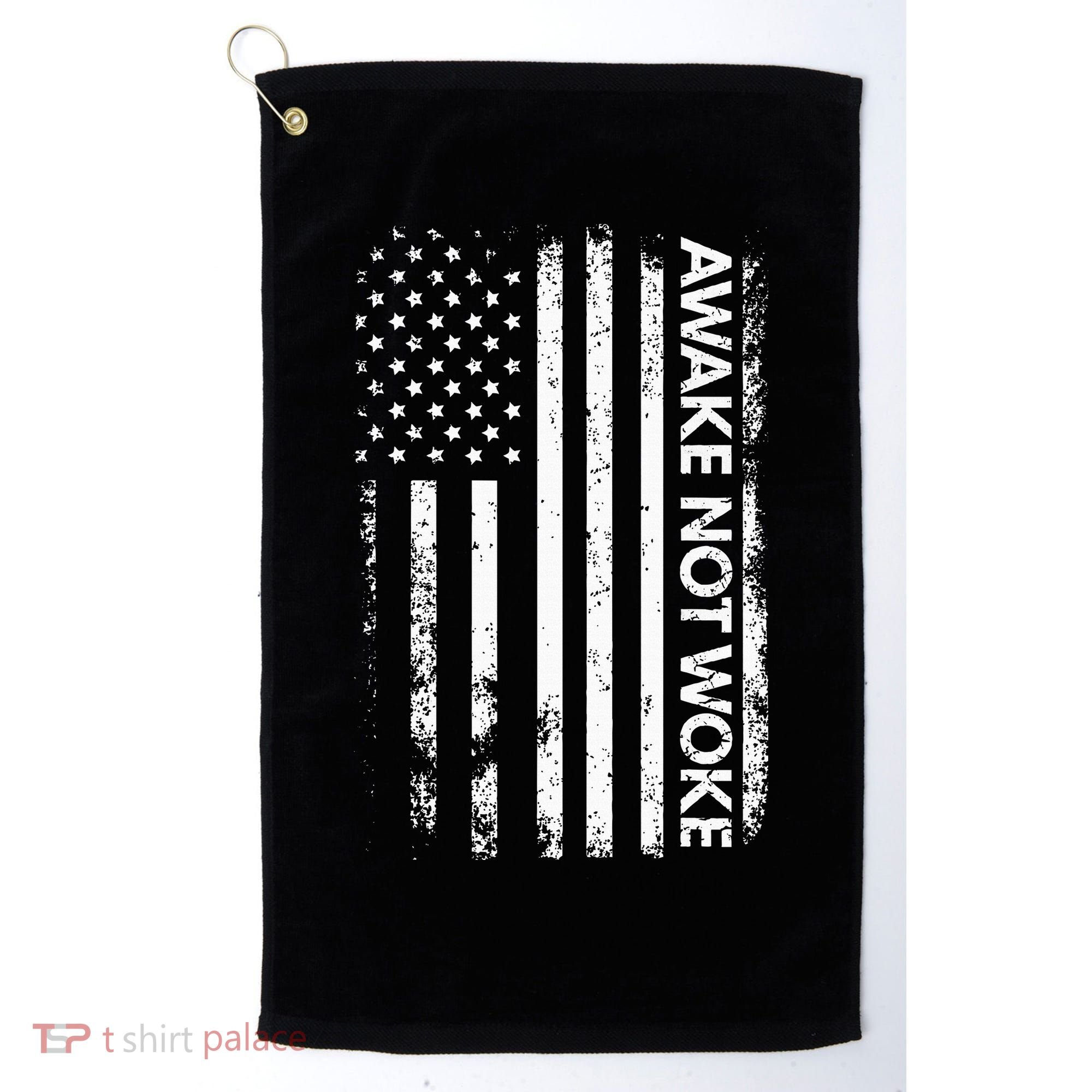 Awake Not Woke American Flag Free Speech Golf Towel