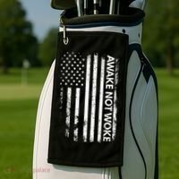 Awake Not Woke American Flag Free Speech Golf Towel thumb 2