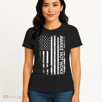 Awake Not Woke American Flag Free Speech Women's T-Shirt thumb 4