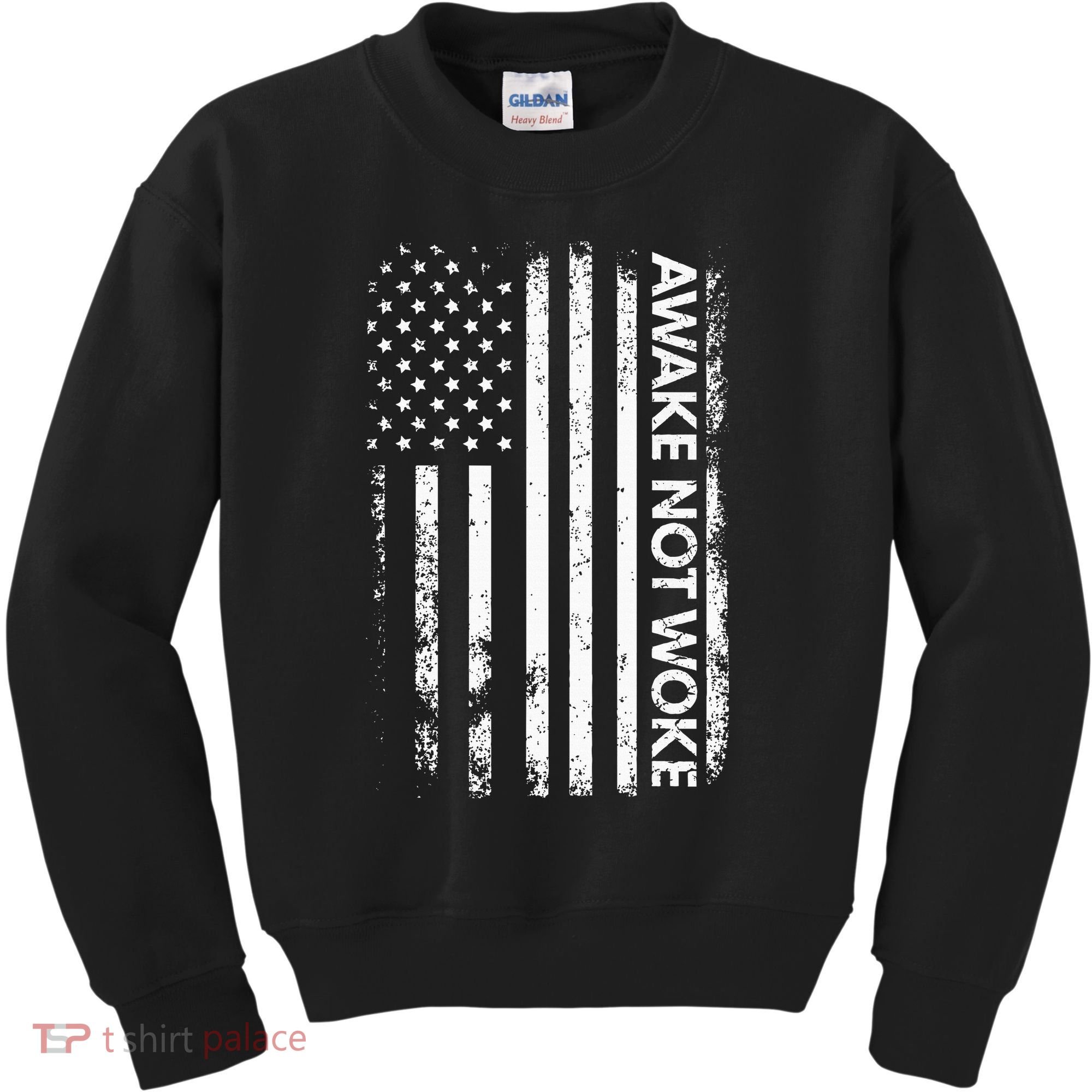 Awake Not Woke American Flag Free Speech Kids Sweatshirt