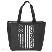 Awake Not Woke American Flag Free Speech Tote Bag thumb 0