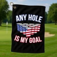 Any Goal Is A Hole USA Beer Bong Party Golf Towel thumb 1