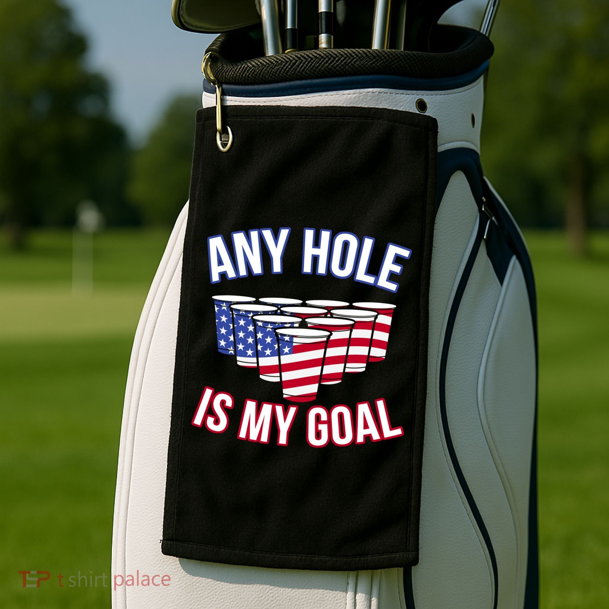Any Goal Is A Hole USA Beer Bong Party Golf Towel