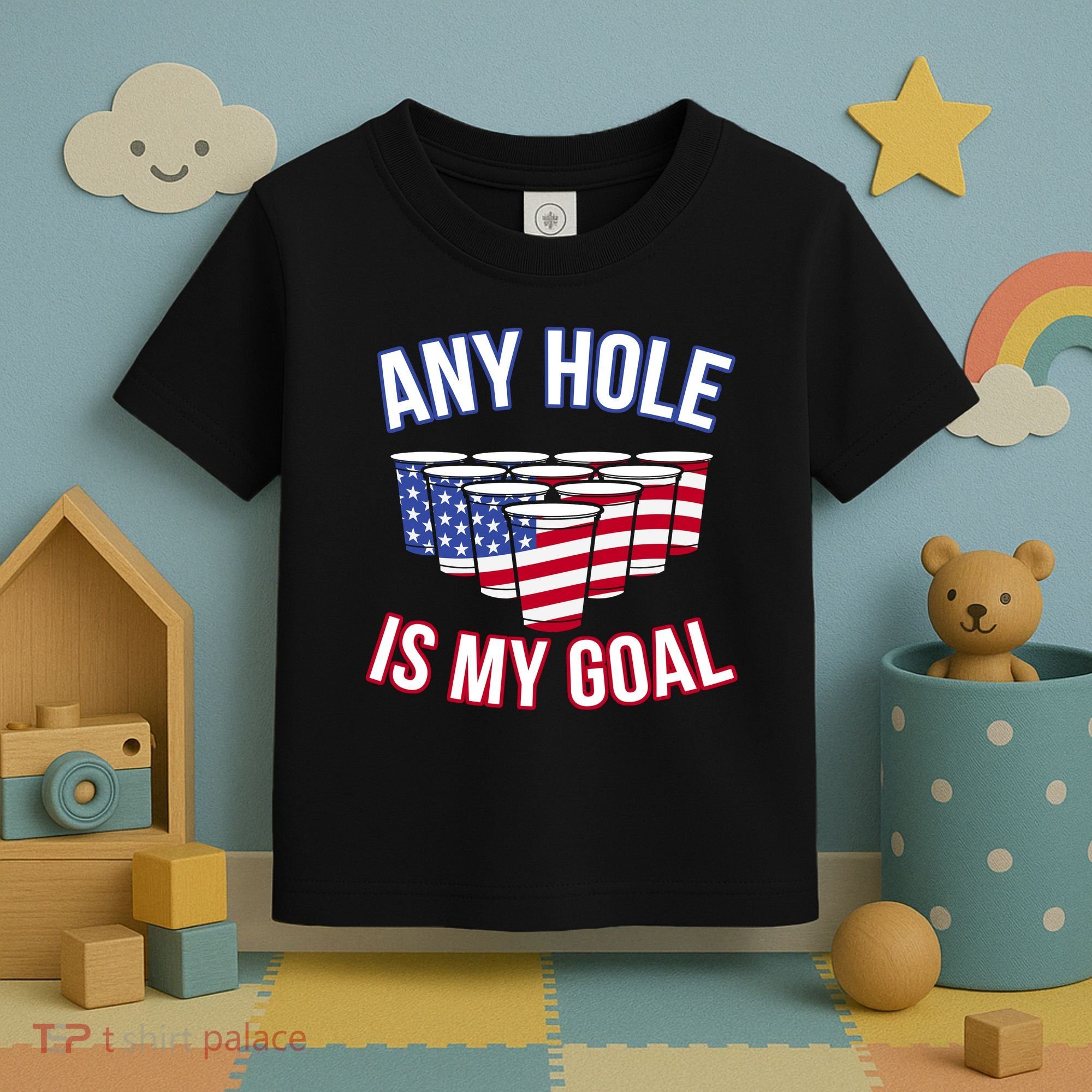 Any Goal Is A Hole USA Beer Bong Party Toddler T-Shirt